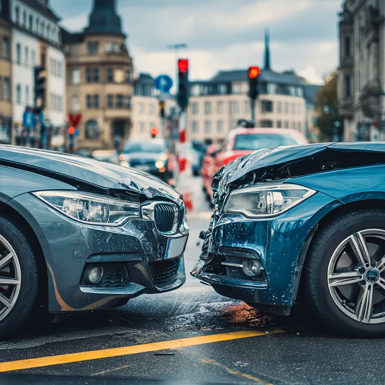 KFZ-Gutachter Mannheim nach einem Verkehrsunfall auf einer Kreuzung